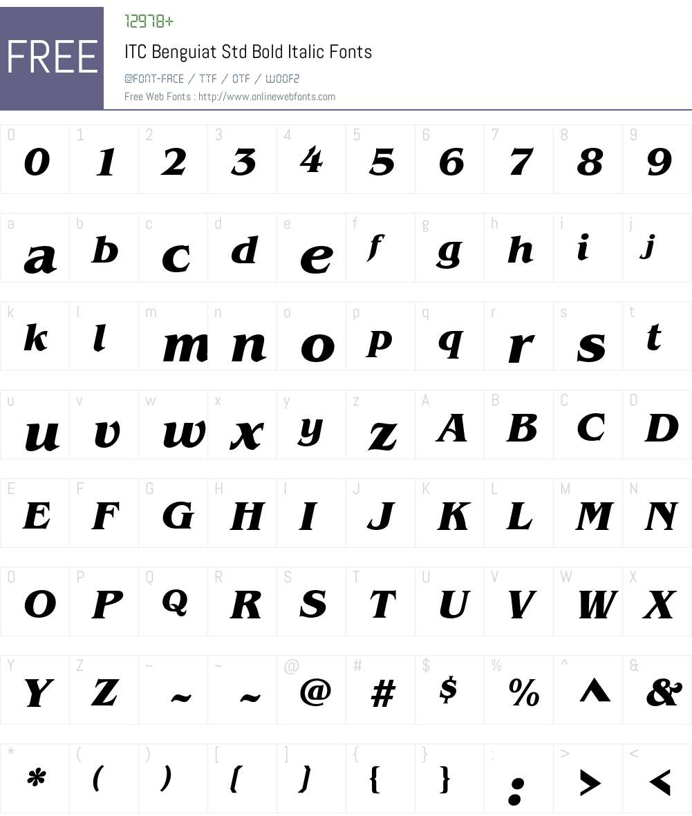 ITC Benguiat Std Font Screenshots