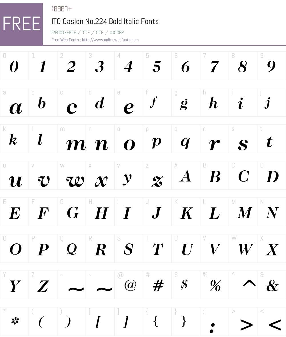 ITC Caslon No.224 Font Screenshots