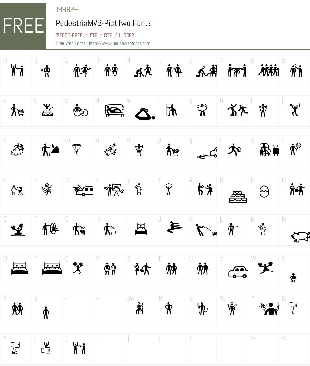 PedestriaMVB-PictTwo Font Screenshots
