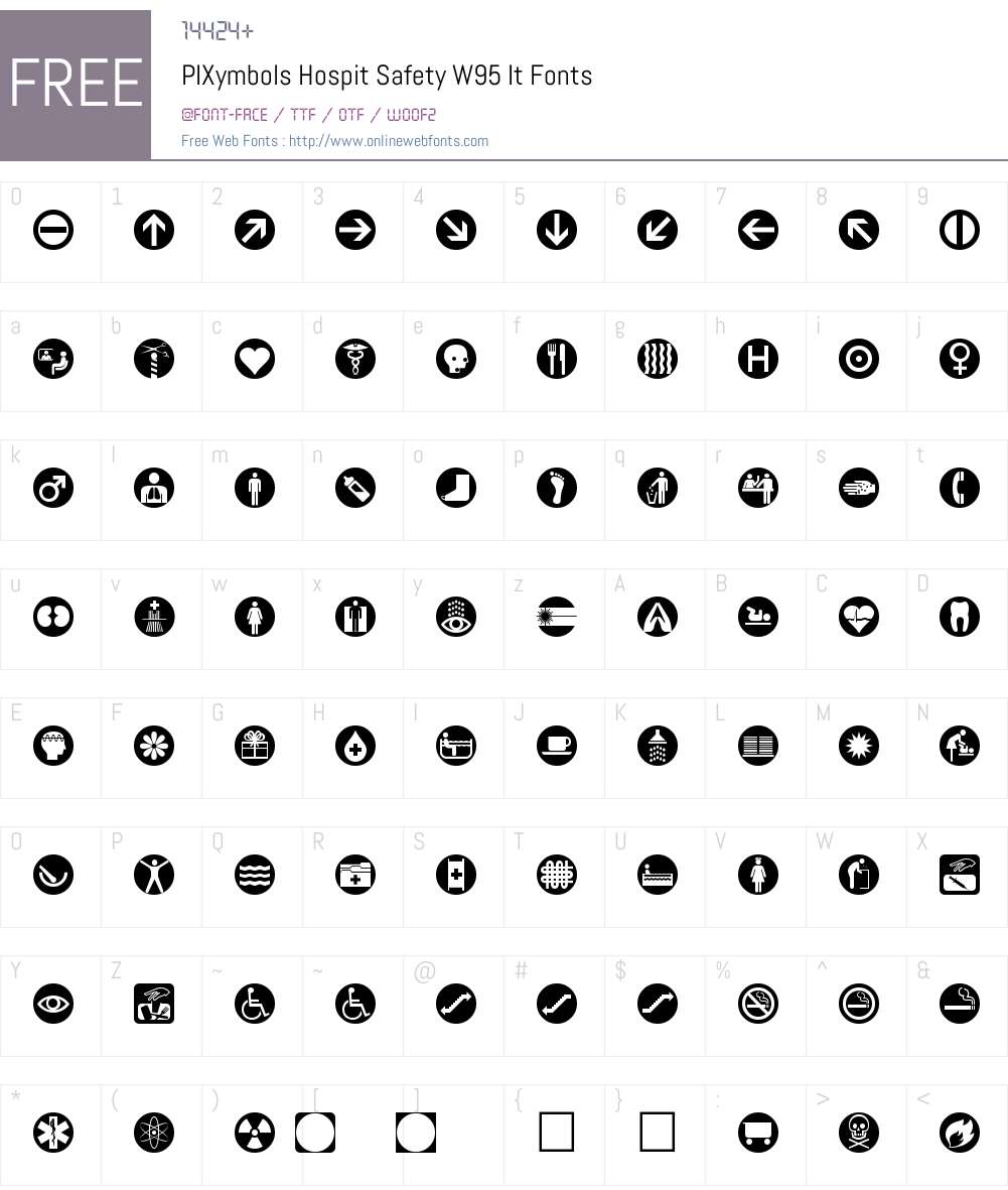 PIXymbolsHospitSafetyW95-It Font Screenshots
