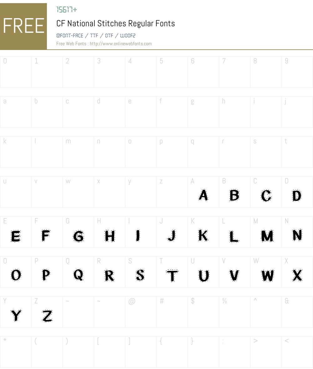 CF National Stitches Font Screenshots
