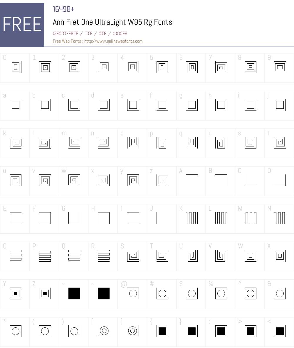 Ann Fret One UltraLight Font Screenshots