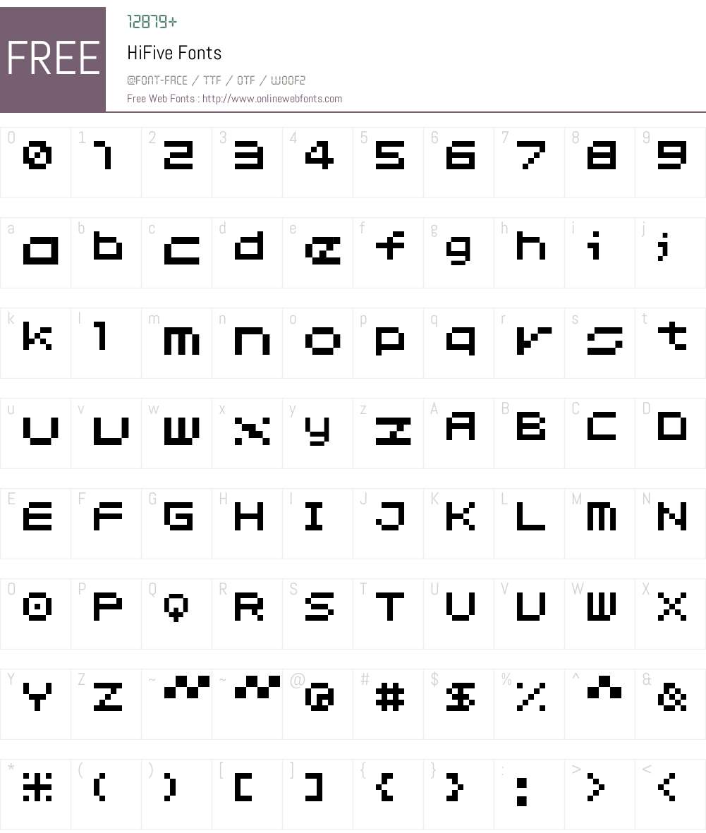 HiFive Font Screenshots