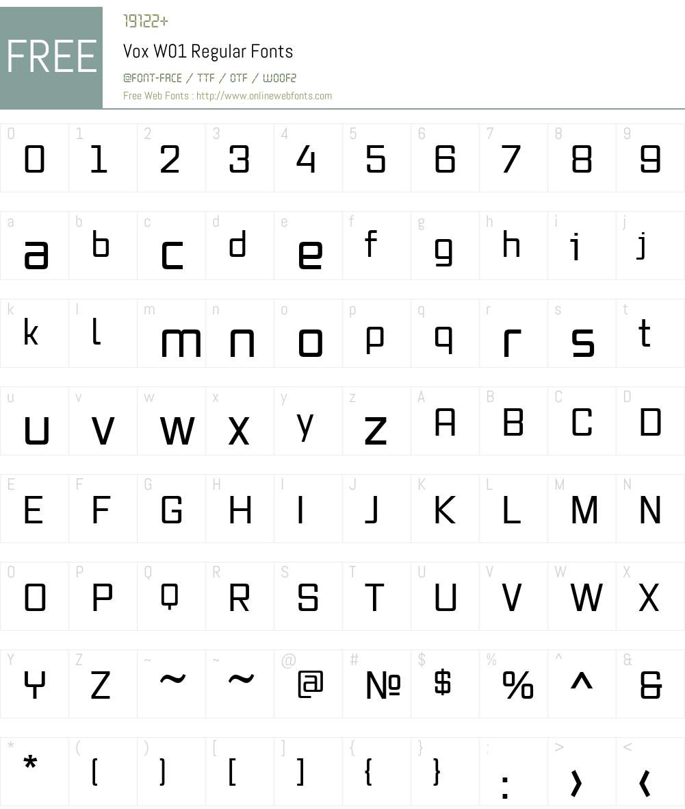 VoxW01-Regular Font Screenshots