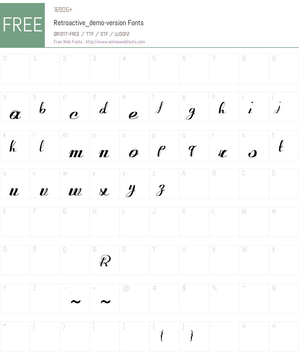 Retroactive_demo-version Font Screenshots