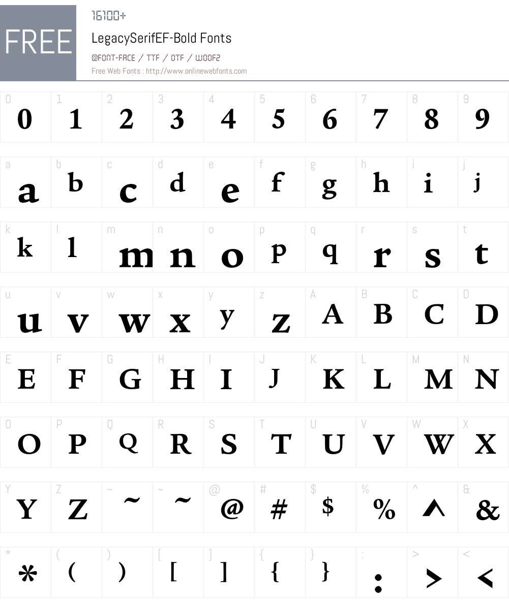 LegacySerifEF Font Screenshots