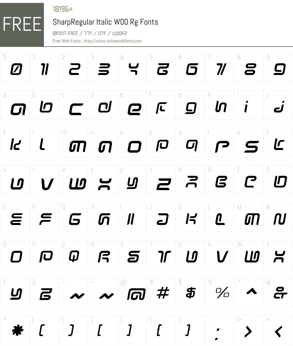 SharpRegular Italic Font Screenshots