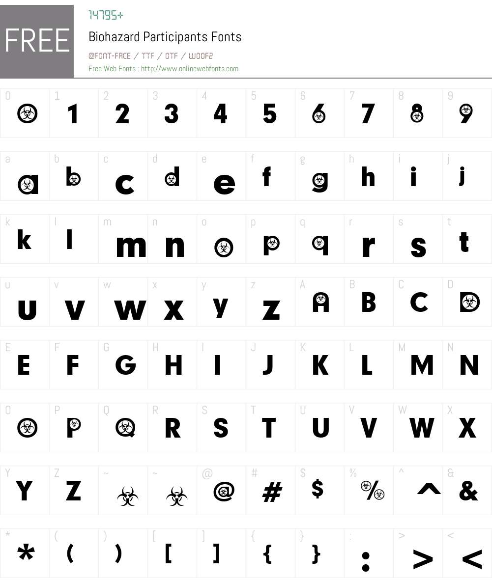 Biohazard Participants Font Screenshots