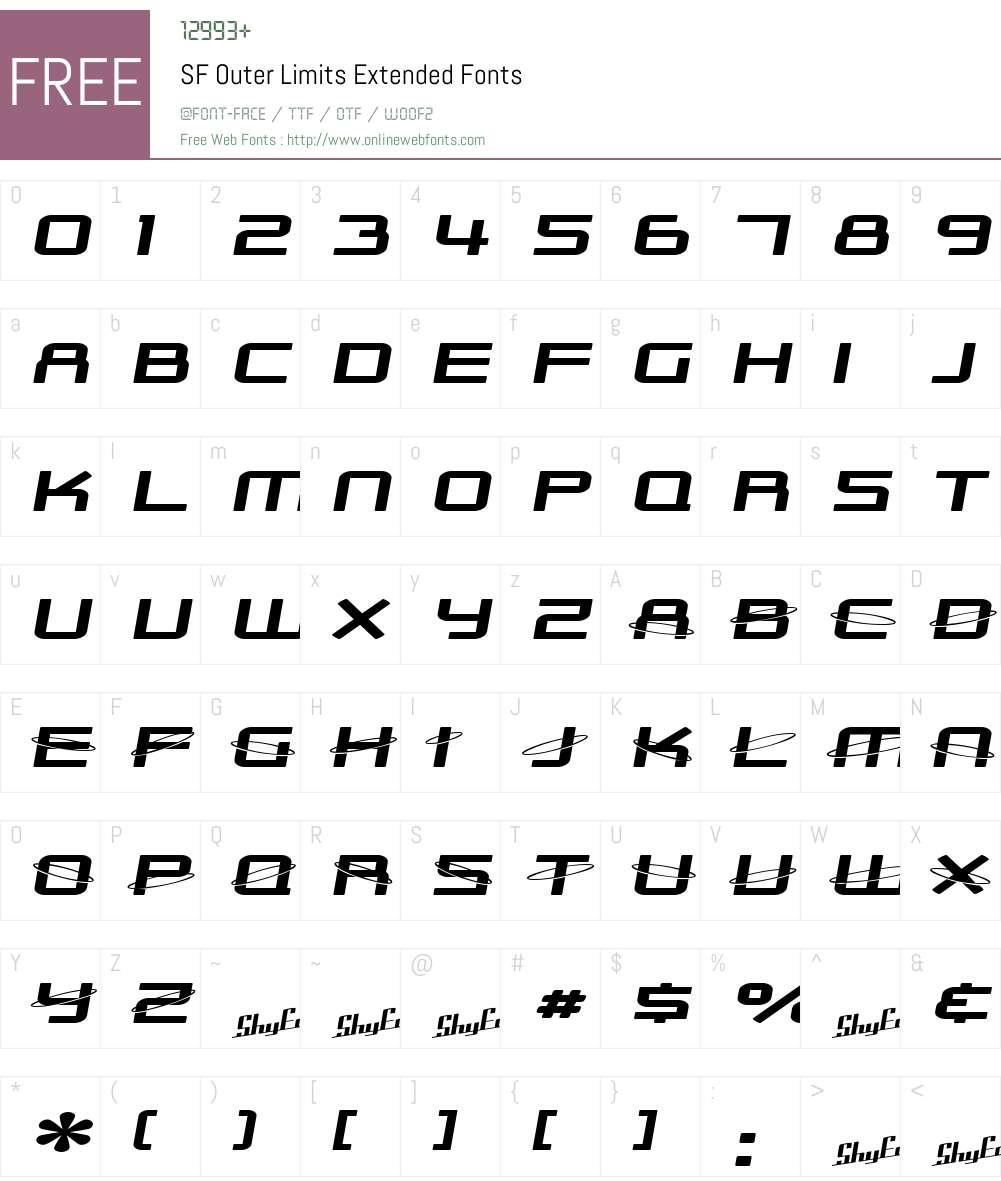 SF Outer Limits Extended Font Screenshots