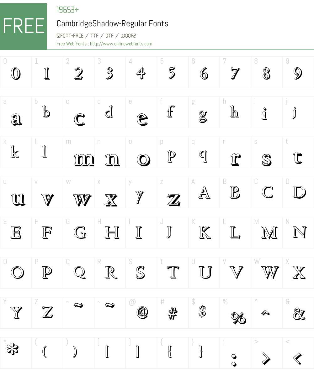 CambridgeShadow Font Screenshots