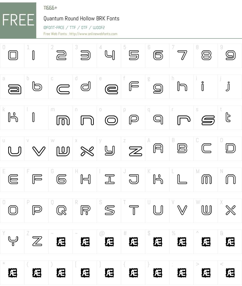 Quantum Round Hollow BRK Font Screenshots