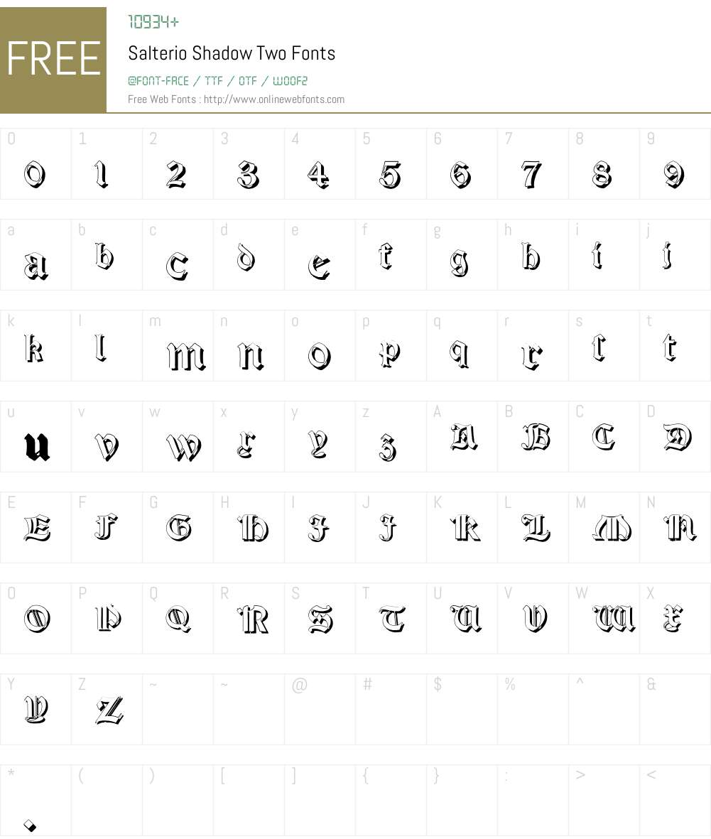 Salterio Shadow Two Font Screenshots