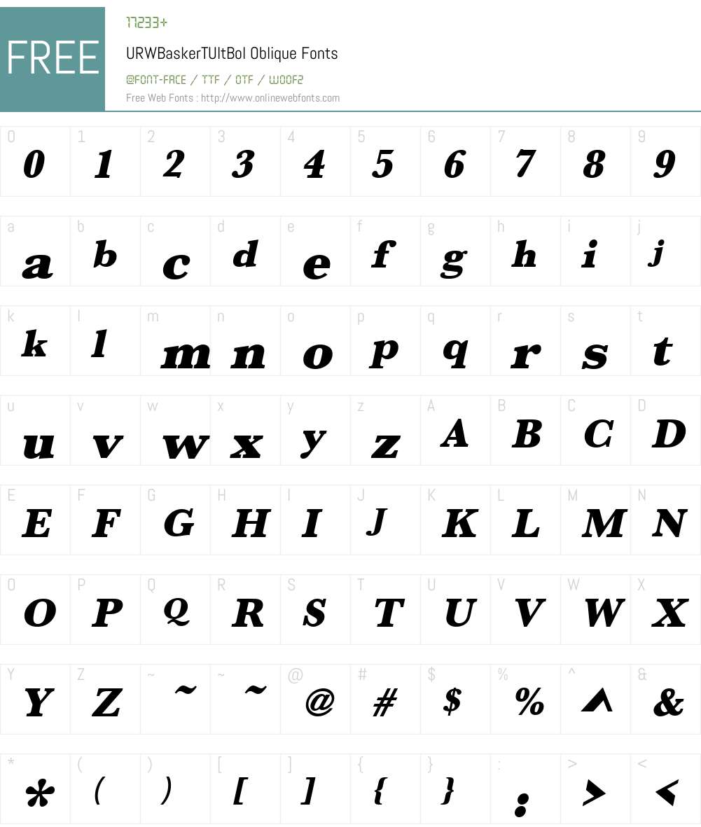 URWBaskerTUltBol Font Screenshots