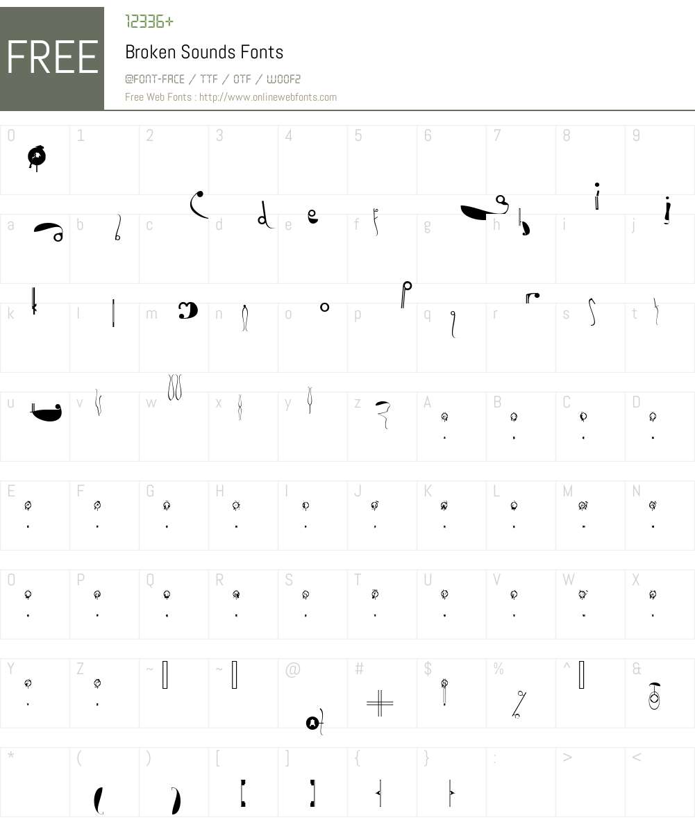 Broken Sounds Font Screenshots