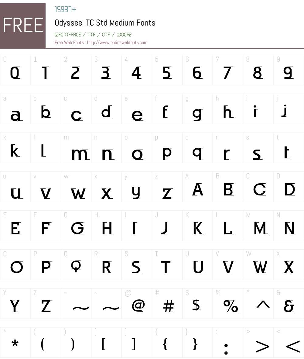 Odyssee ITC Std Font Screenshots