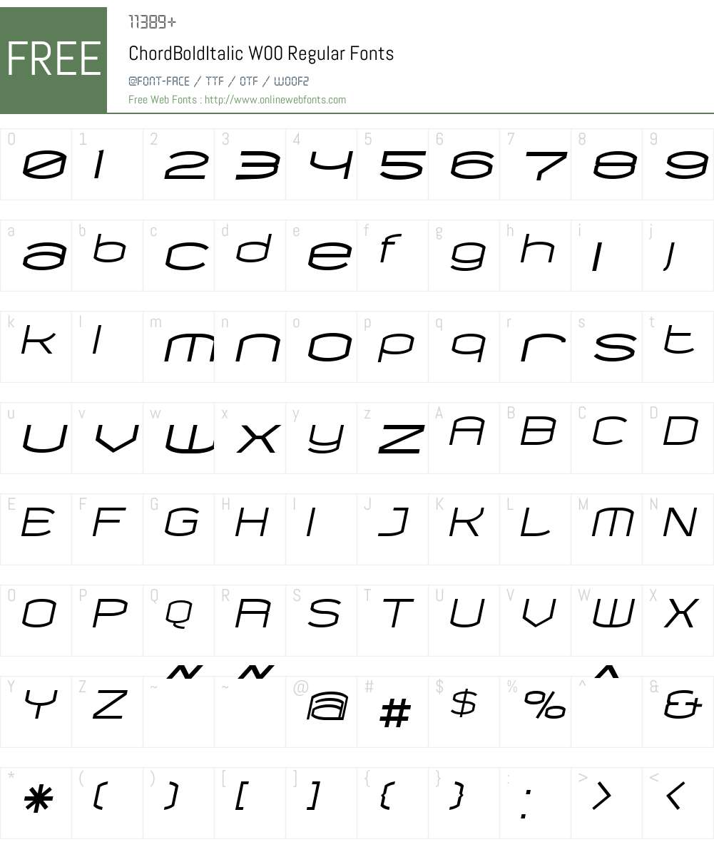 ChordBoldItalic Font Screenshots