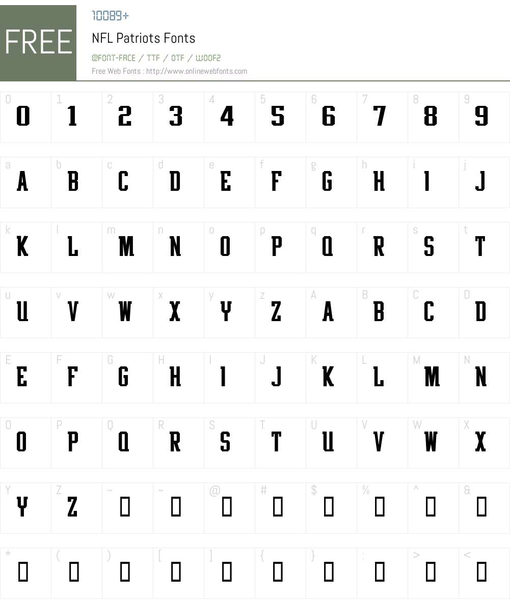 NFL Patriots Font Screenshots
