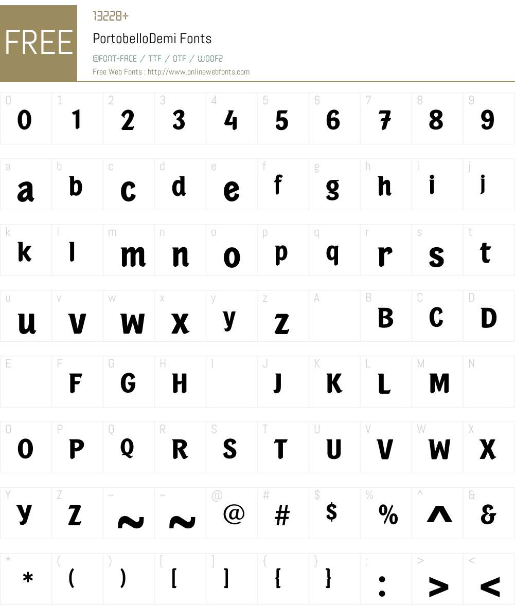 PortobelloDemi Font Screenshots