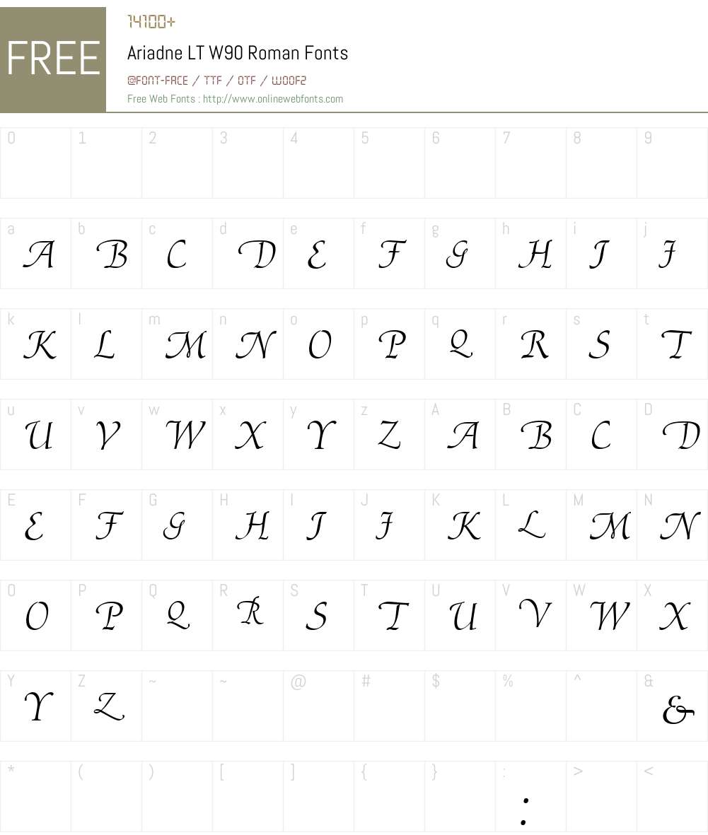 AriadneLTW90-Roman Font Screenshots