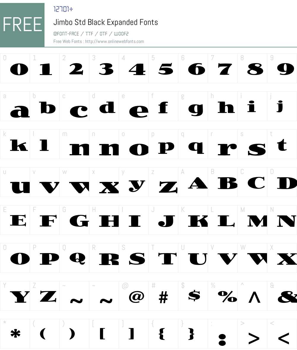 Jimbo Std Font Screenshots