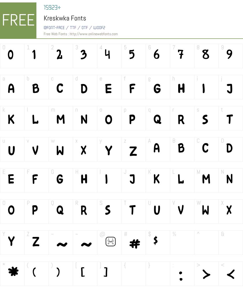Kreskwka Font Screenshots
