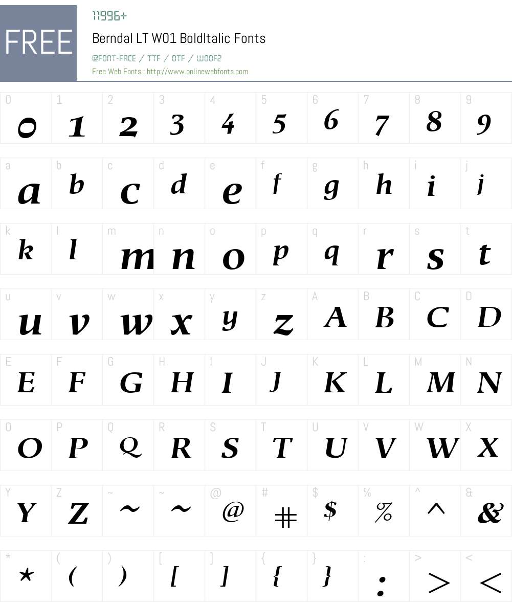 BerndalLTW01-BoldItalic Font Screenshots