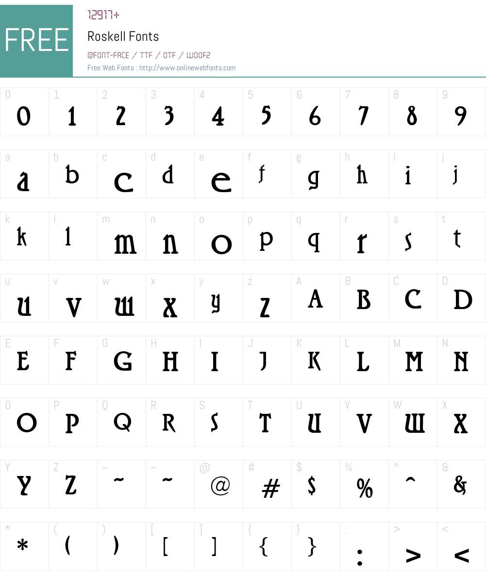 Roskell Font Screenshots