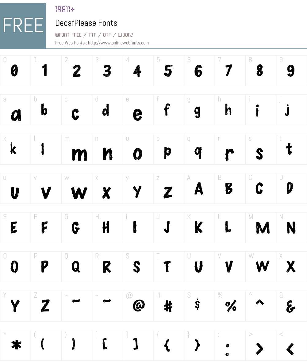 DecafPlease Font Screenshots