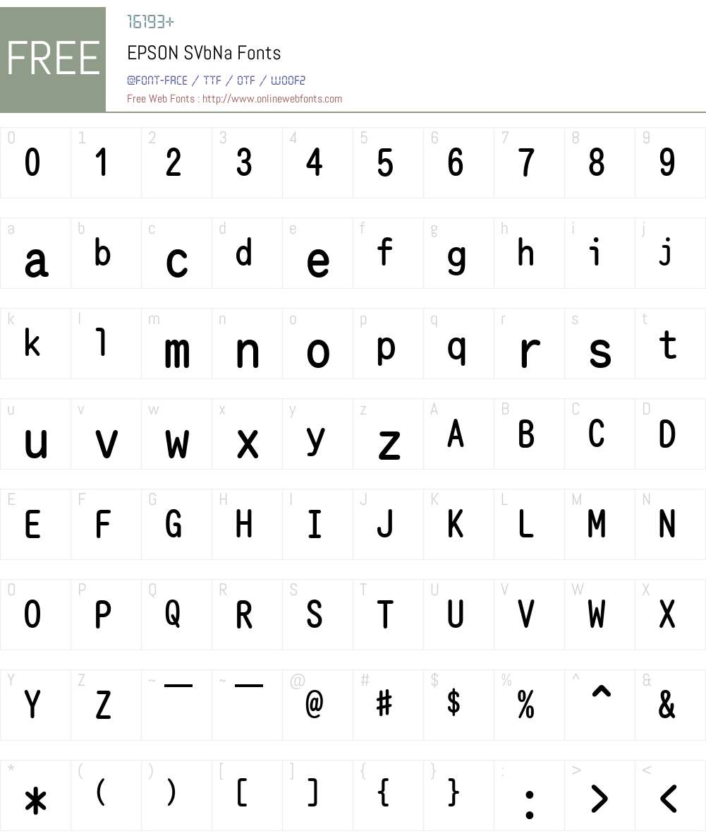 EPSON SVbNa Font Screenshots