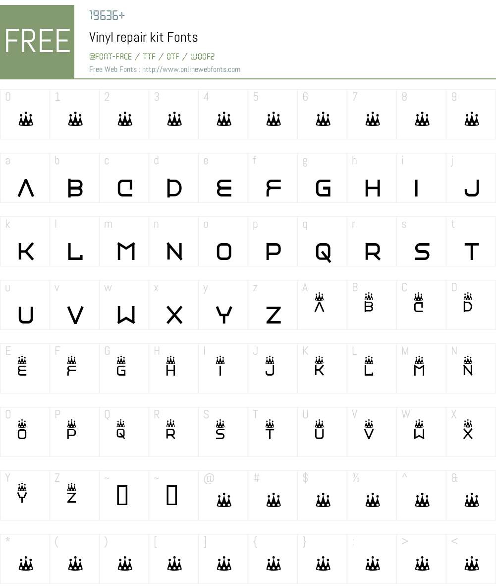 Vinyl repair kit Font Screenshots