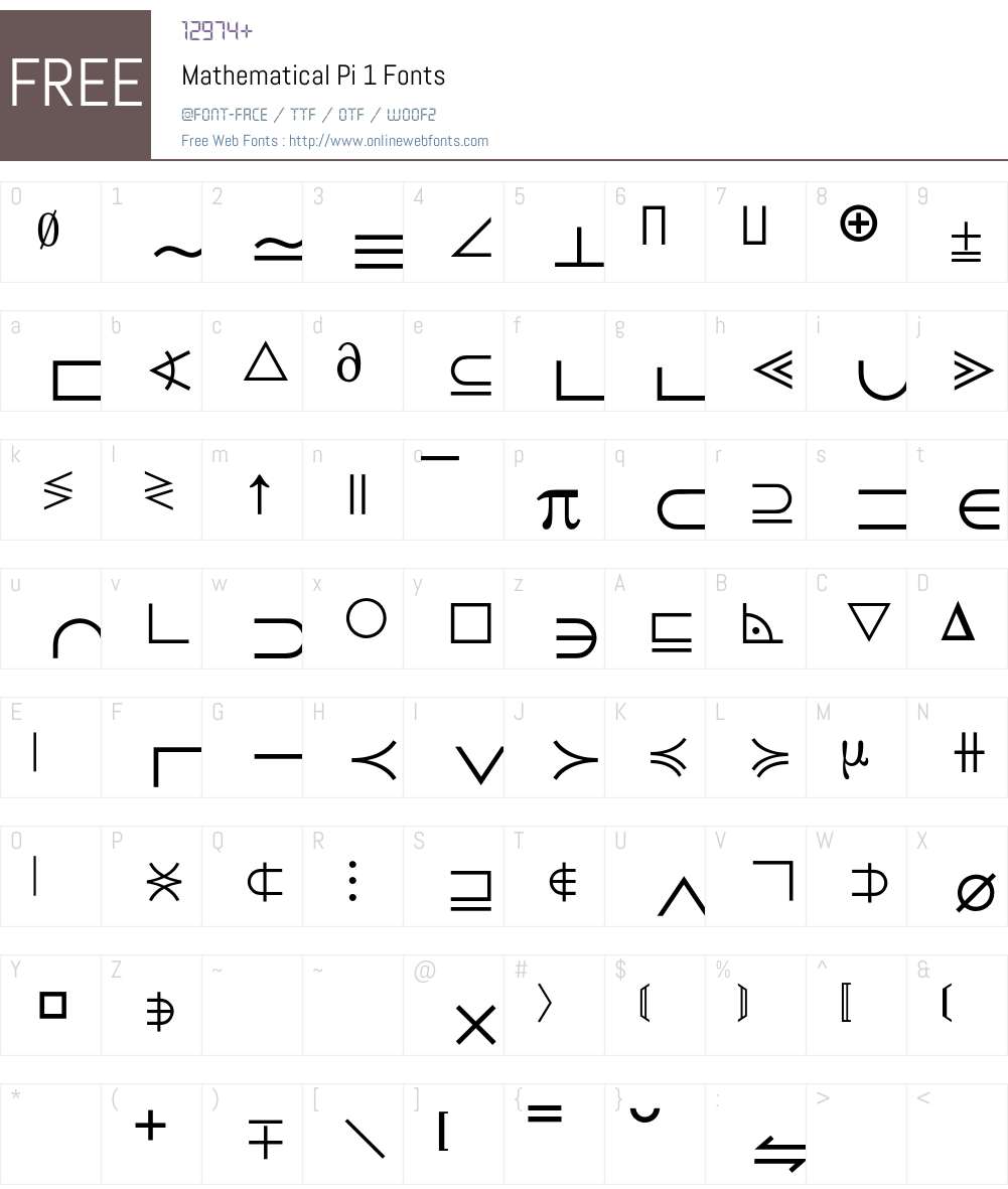 Mathematical Pi 1 BQ Font Screenshots