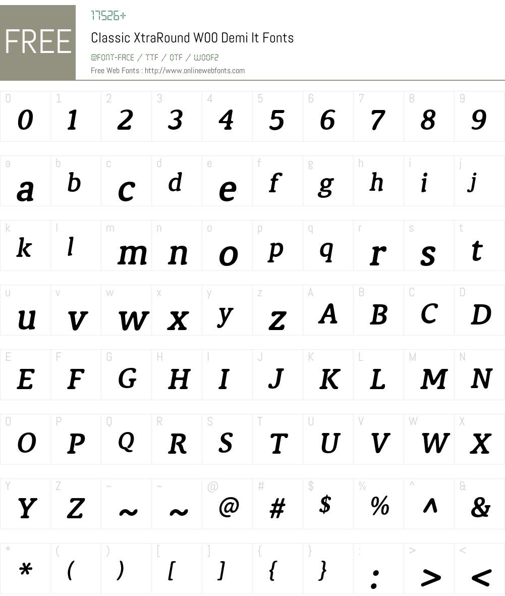 ClassicXtraRoundW00-DemiIt Font Screenshots