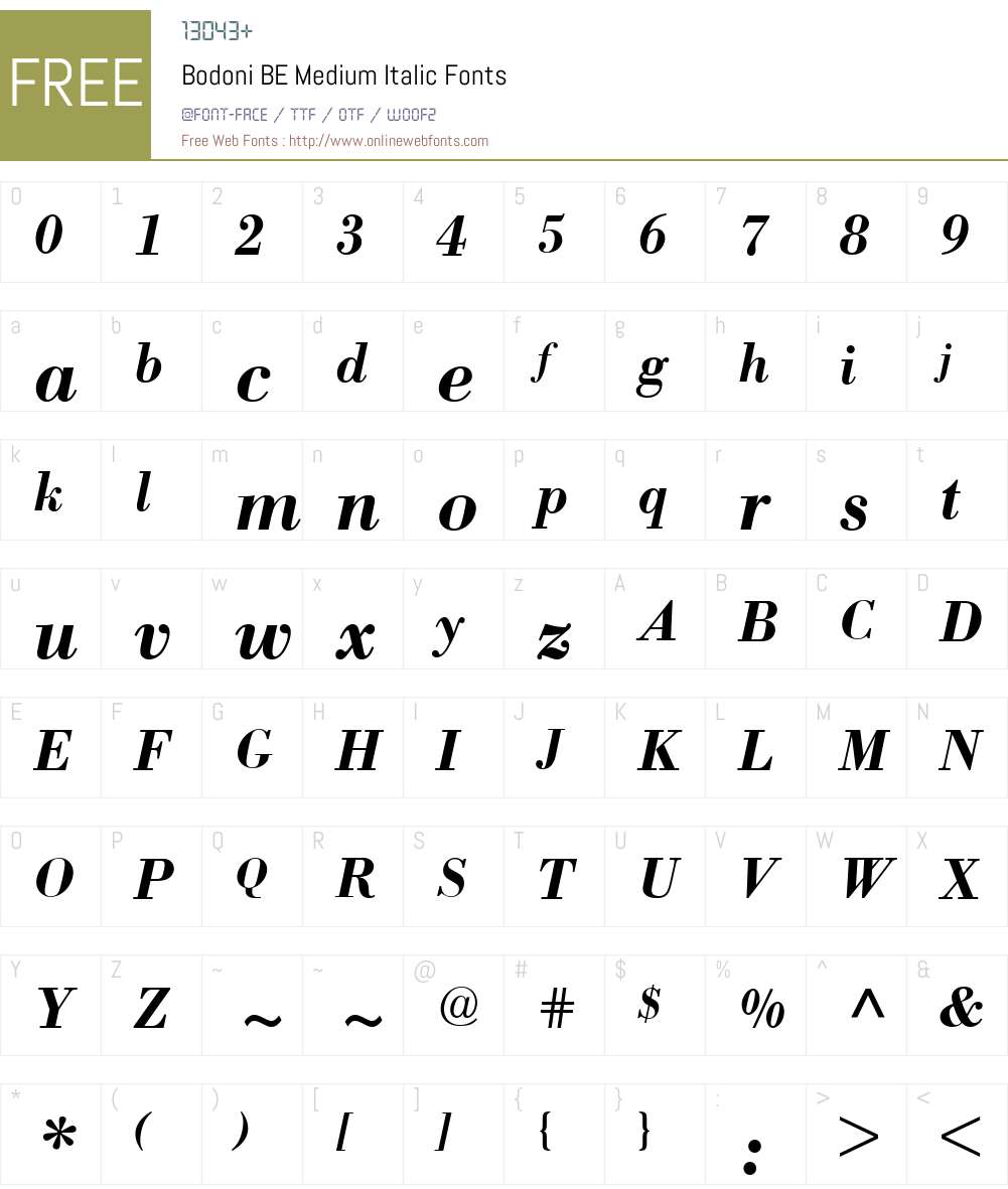 Bodoni BE Font Screenshots