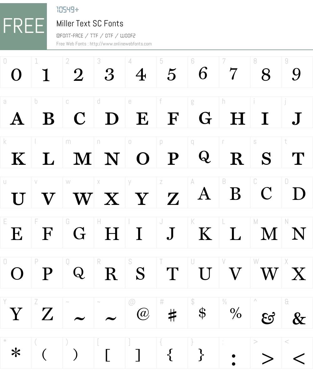 Miller Font Screenshots