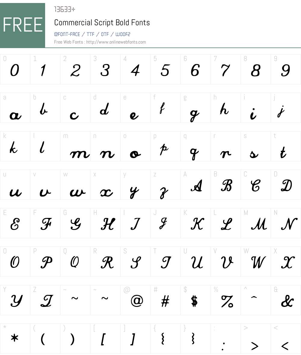 Commercial Script Font Screenshots