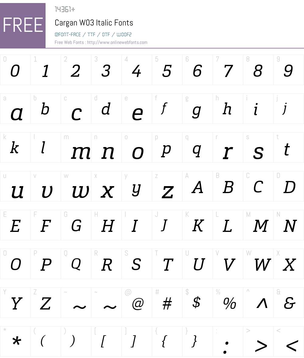 Cargan Font Screenshots