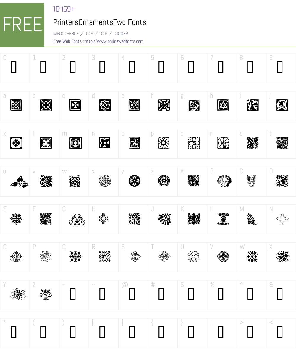 PrintersOrnamentsTwo Font Screenshots