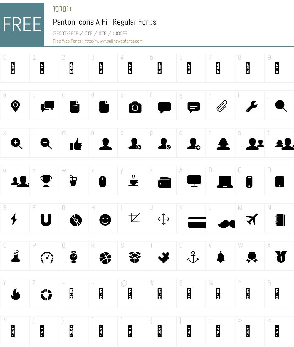PantonIcons-AFillRegular Font Screenshots