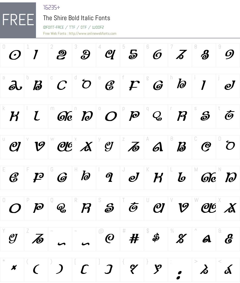The Shire Bold Italic Font Screenshots