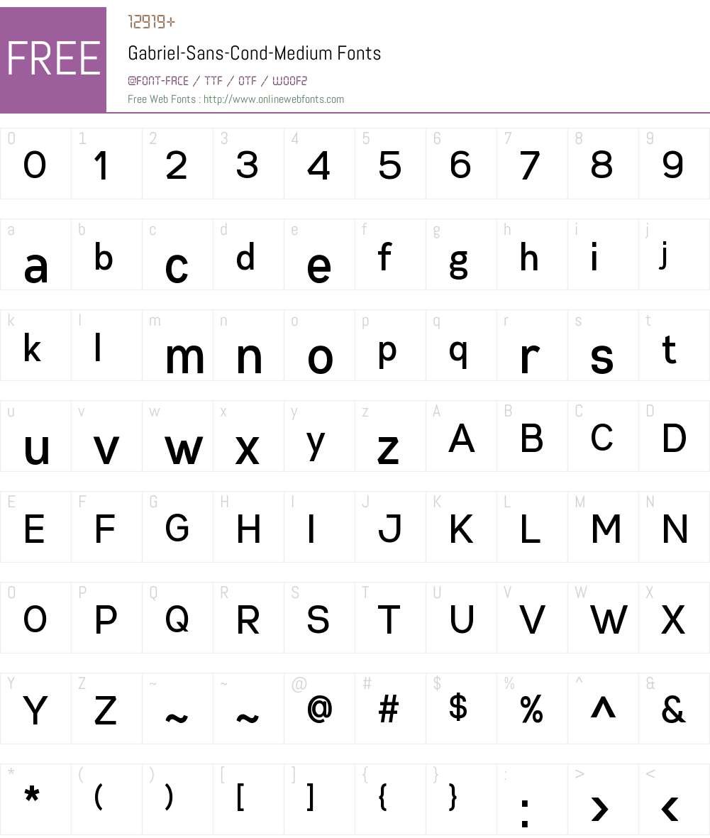 Gabriel Sans Cond Medium Font Screenshots