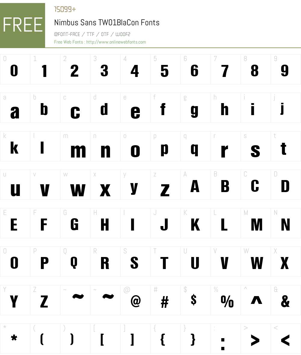NimbusSanTW01BlaCon Font Screenshots