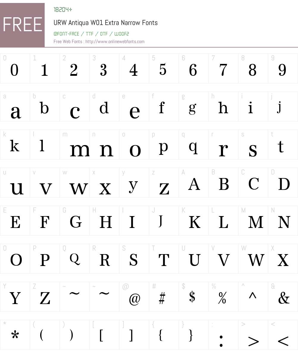 URWAntiquaW01-ExtraNarrow Font Screenshots