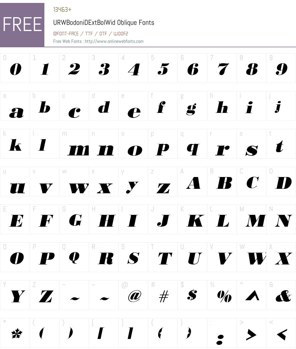 URWBodoniDExtBolWid Font Screenshots