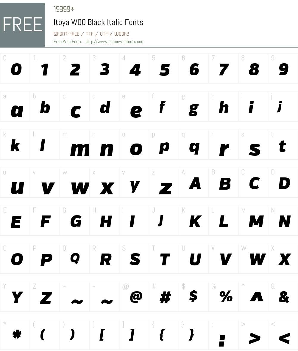 ItoyaW00-BlackItalic Font Screenshots