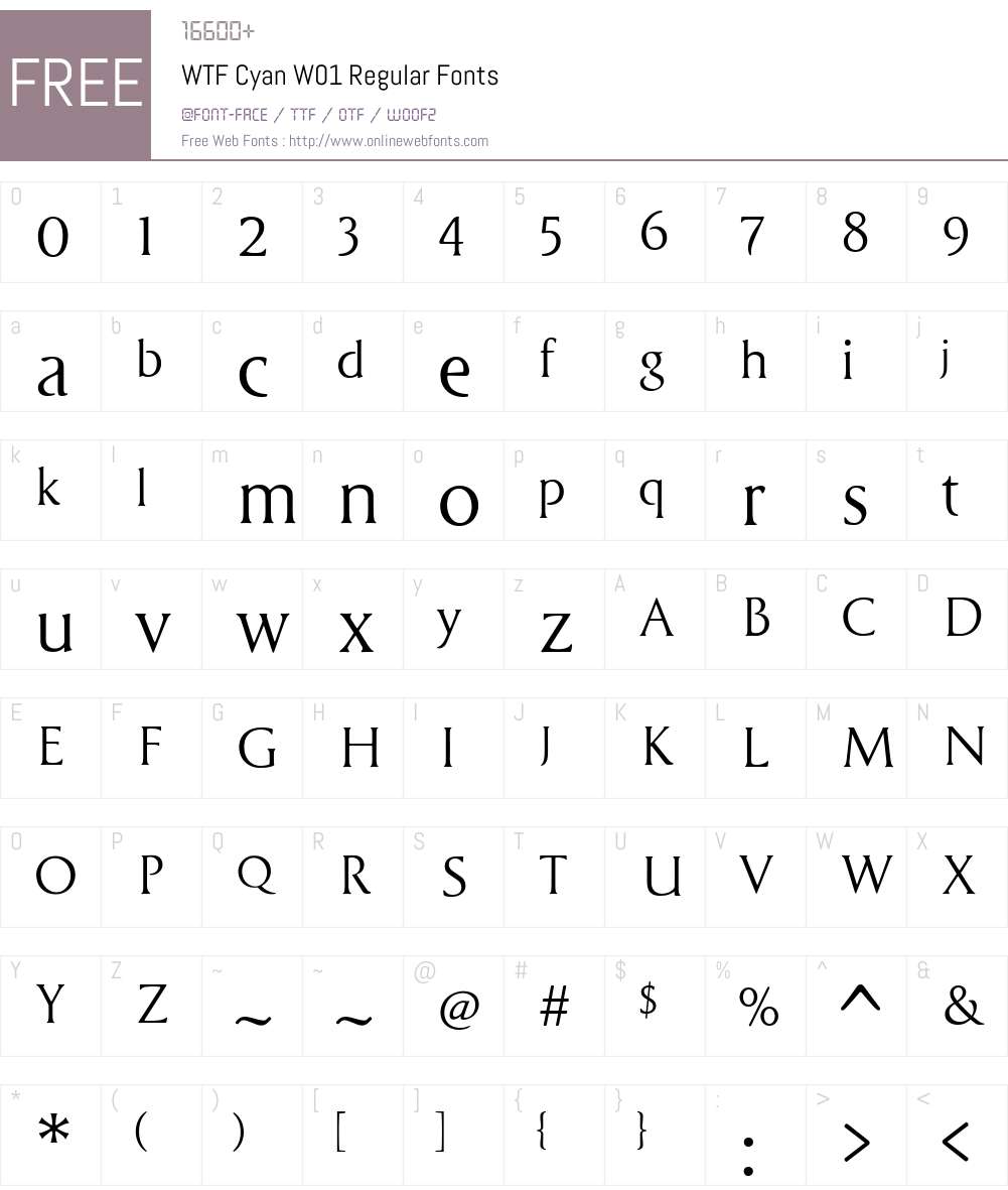 WTFCyanW01-Regular Font Screenshots
