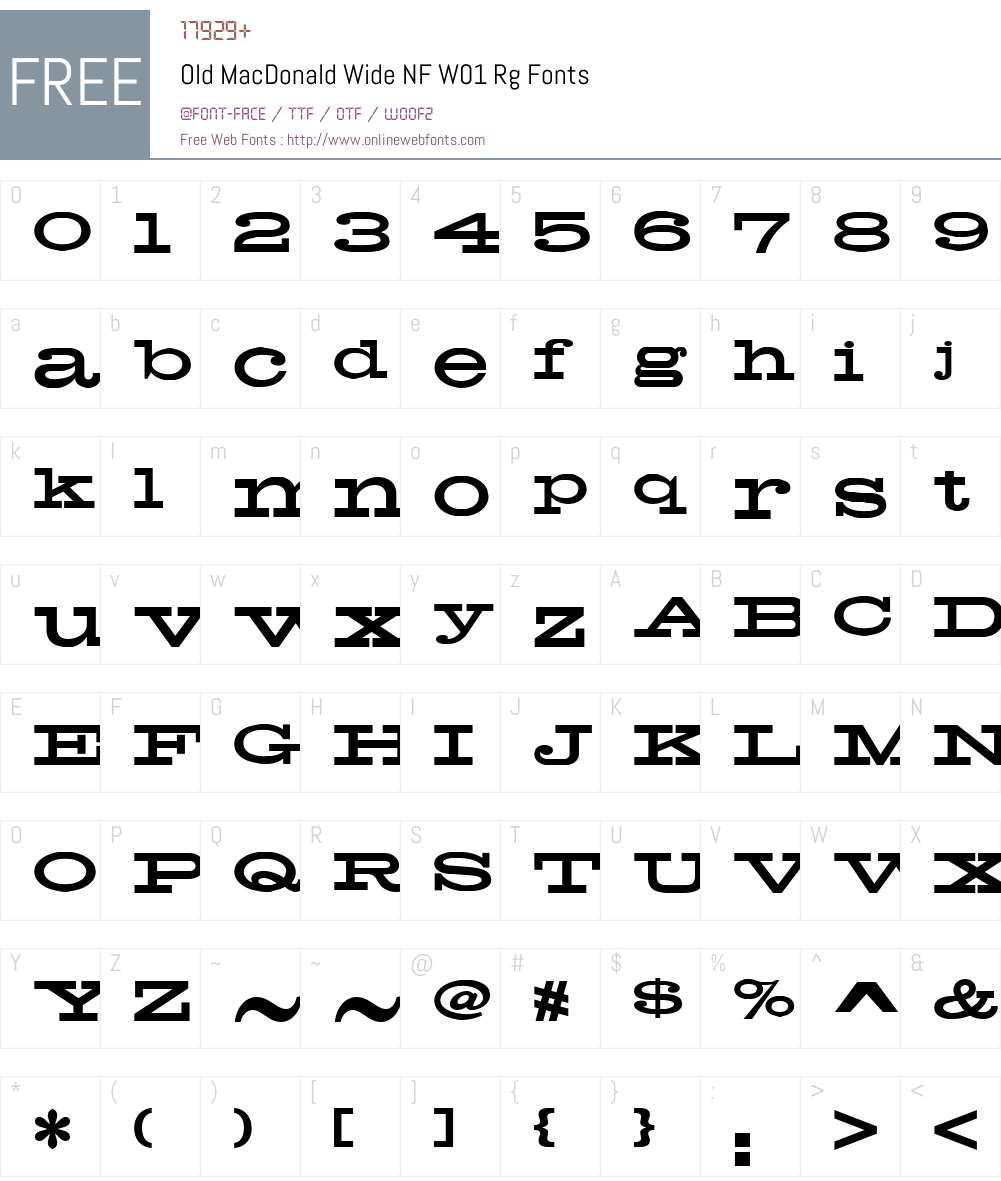 OldMacDonaldWideNFW01-Rg Font Screenshots