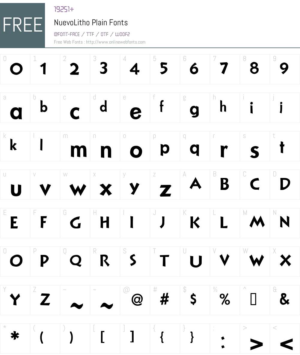 NuevoLitho Font Screenshots