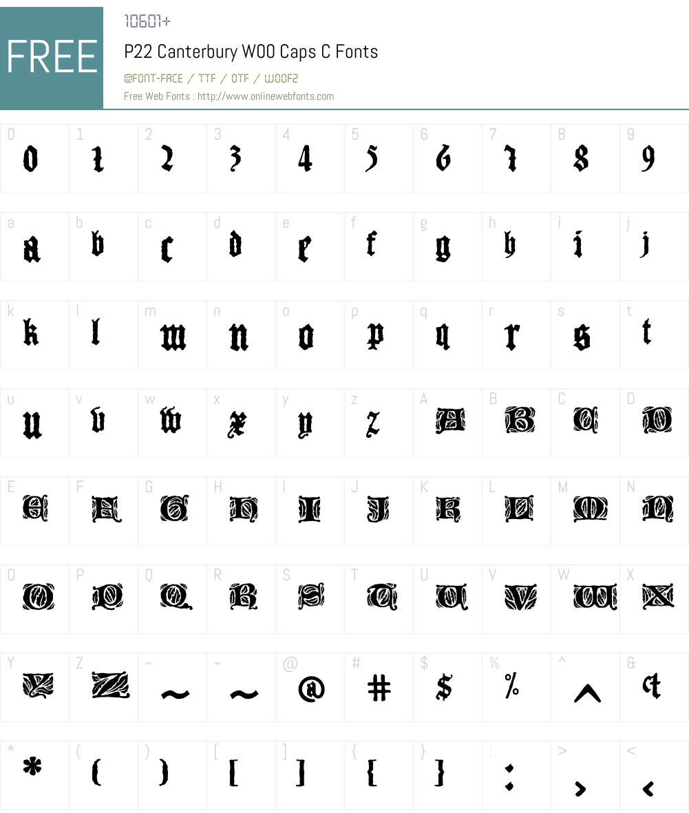 P22CanterburyW00-CapsC Font Screenshots
