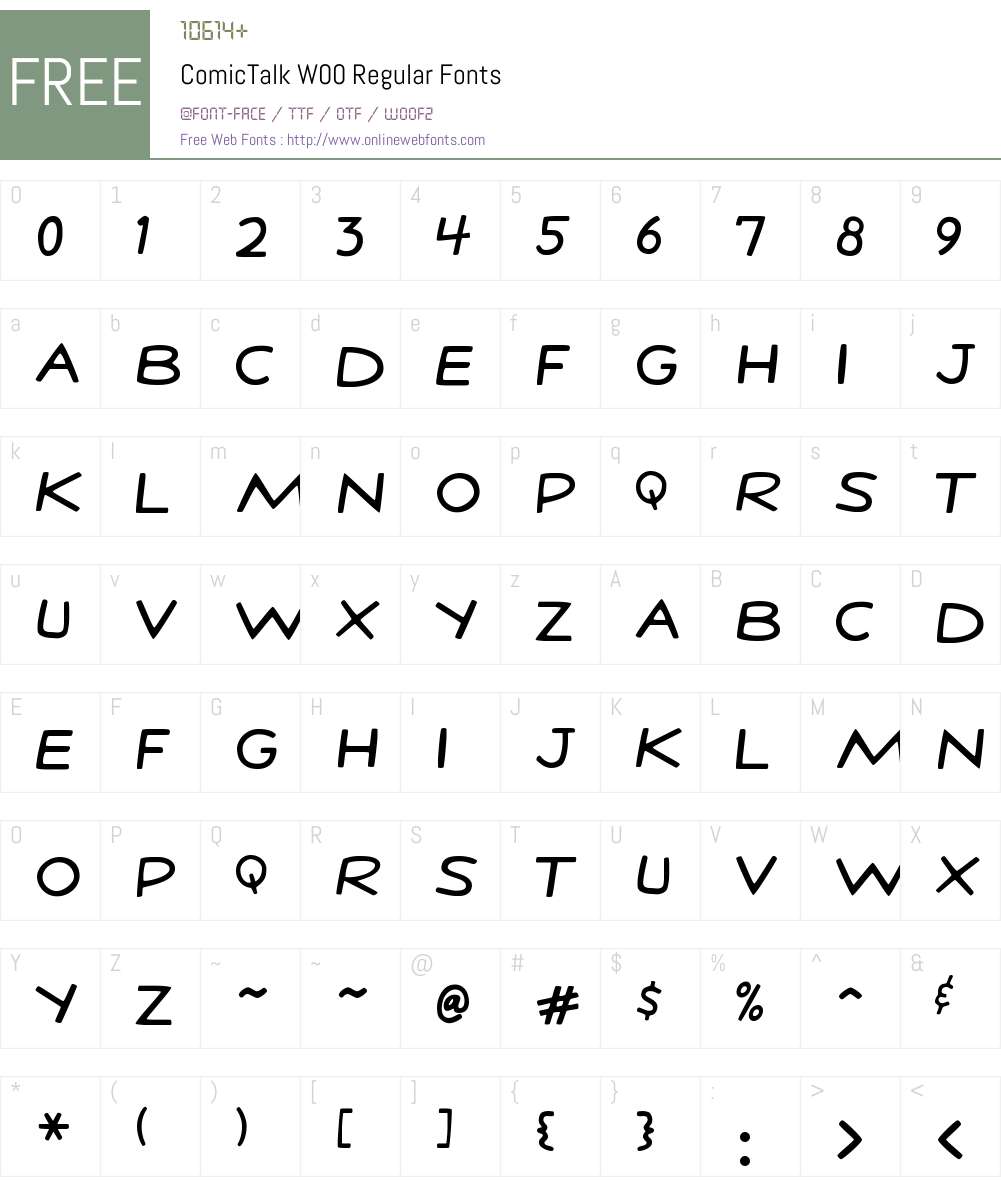 ComicTalkW00-Regular Font Screenshots