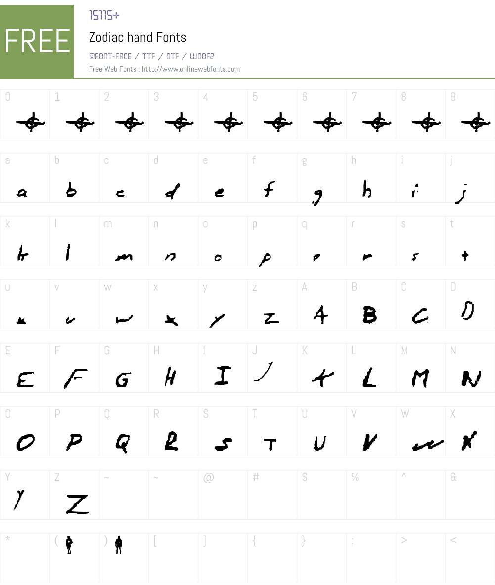 Zodiac hand Font Screenshots
